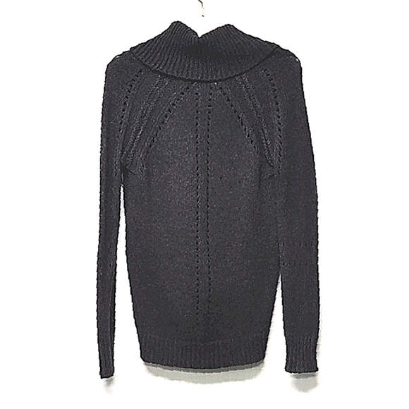 Loft women's sweater wool cowl neck long sleeves high low dark grey Size… - Picture 2 of 5